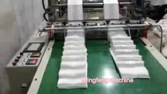 Полностью автоматическая высокоскоростная машина для изготовления одноразовых пластиковых пакетов на шнурке.
